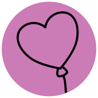 A button with the outline of a heart-shaped balloon - final days