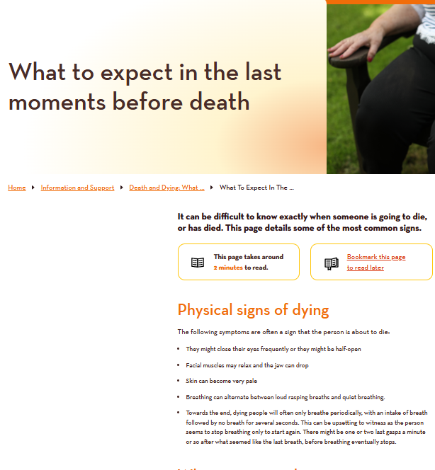 What to expect in the last moments before death