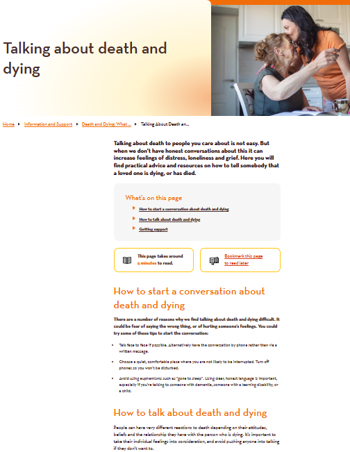 Talking about death and dying